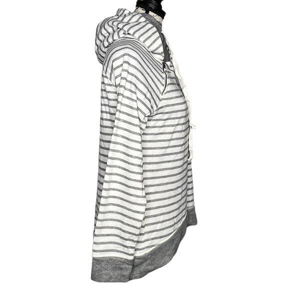 Maurices SMALL Stripe Zipper Detail Oversize Cowlneck Pullover Hooded Sweatshirt - Picture 3 of 11